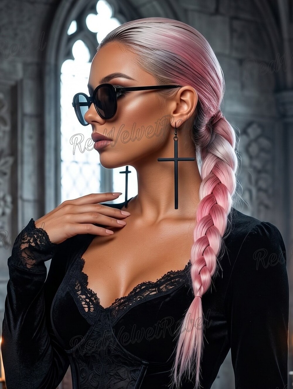 NWT Large Gothic Black Cross Drop Earrings